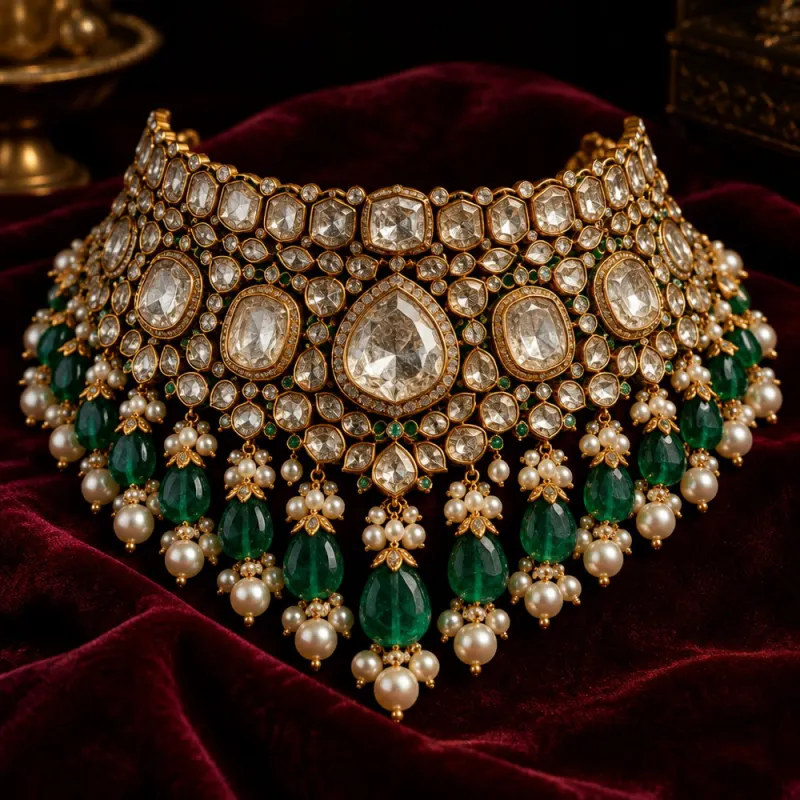 Polki and kundan jewellery set