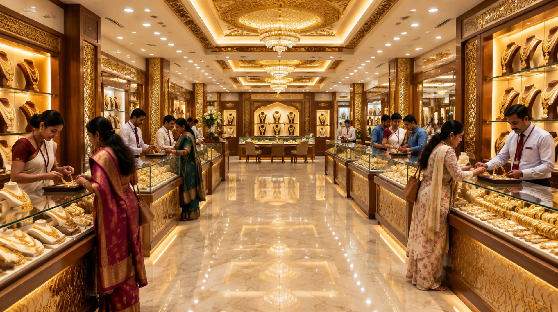 Jewellery showroom team standing behind the counter